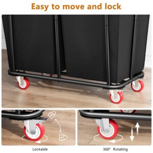 2 Section Laundry Hamper with Wheels 360L Large Rolling Laundry Sorter Cart for Clothes Storage Heavy Duty Laundry Basket with Lockable Wheels Clothes Hamper for Laundry & Bedroom