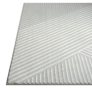 Abani Neutral Grey Area Rug 8' x 10' for Living Room, Bedroom - Criss Cross Line Zen Reiki Pattern - Durable & Easy to Clean