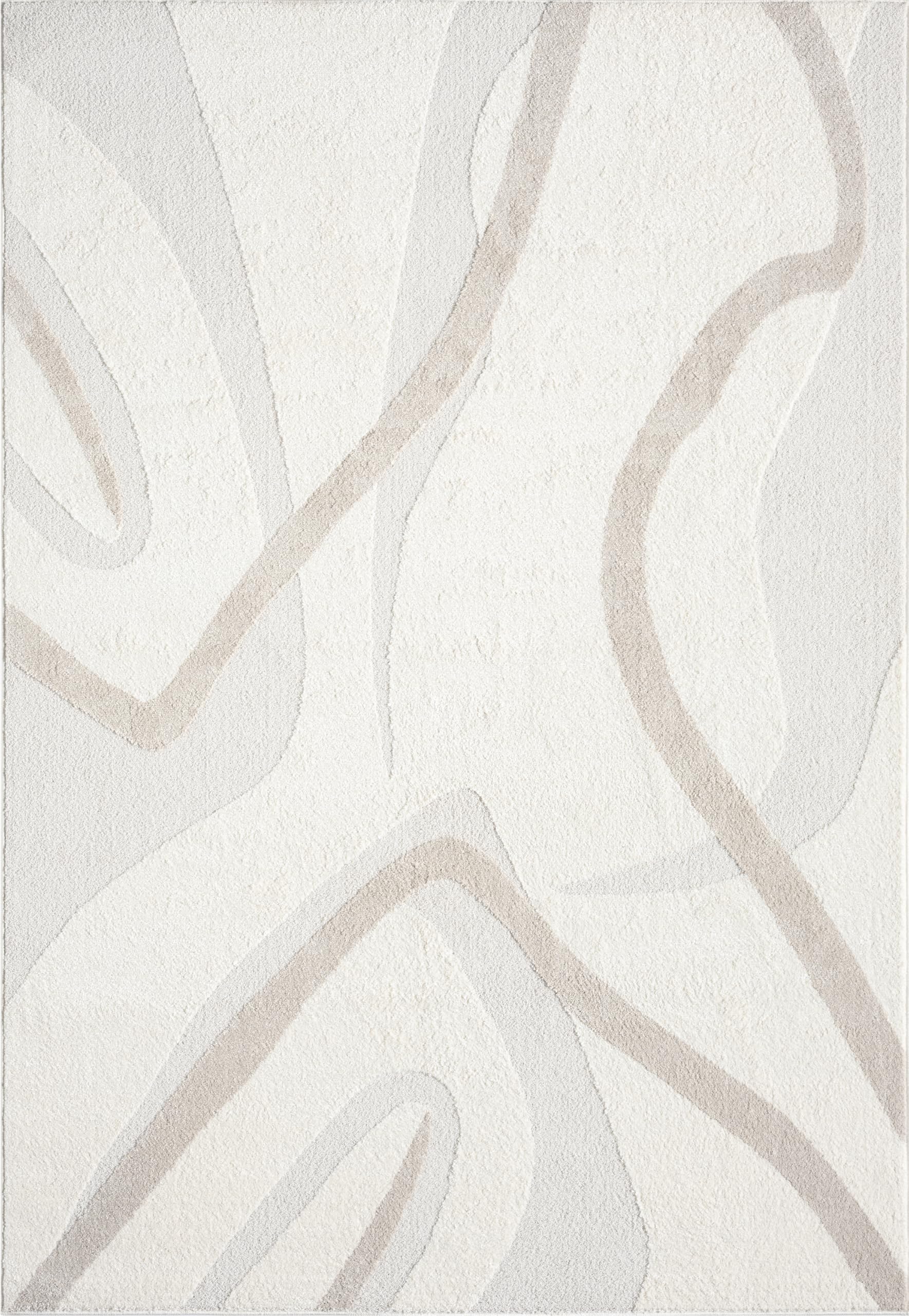 Abani Nomad Cream & Beige Area Rug 5' x 8' for Living Room, Bedroom - Chic Abstract Pattern - Durable & Easy to Clean