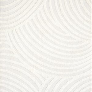 Abani Nomad Cream Tone-on-Tone Area Rug 8' x 10' for Living Room, Bedroom - Linear Curves Pattern - Durable & Easy to Clean