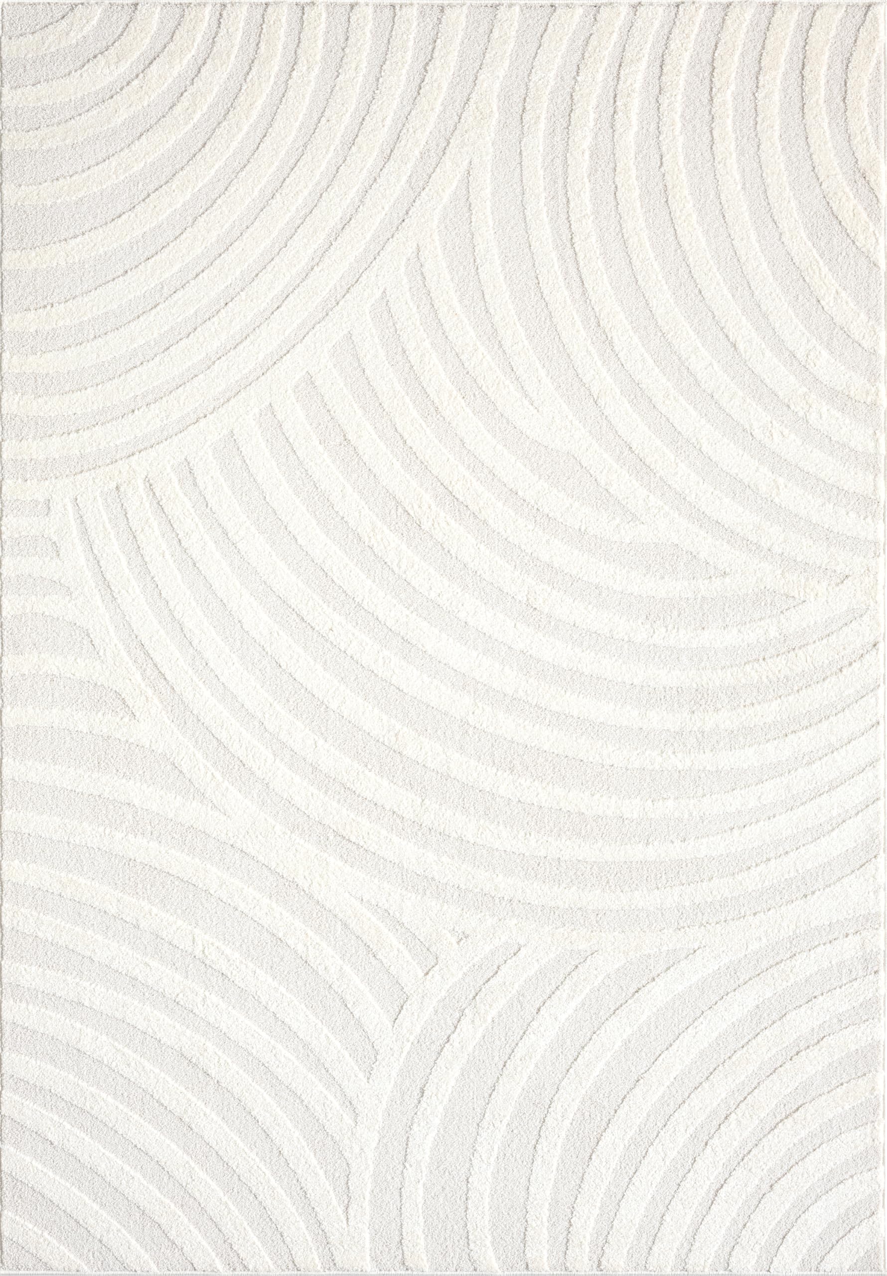 Abani Nomad Cream Tone-on-Tone Area Rug 8' x 10' for Living Room, Bedroom - Linear Curves Pattern - Durable & Easy to Clean