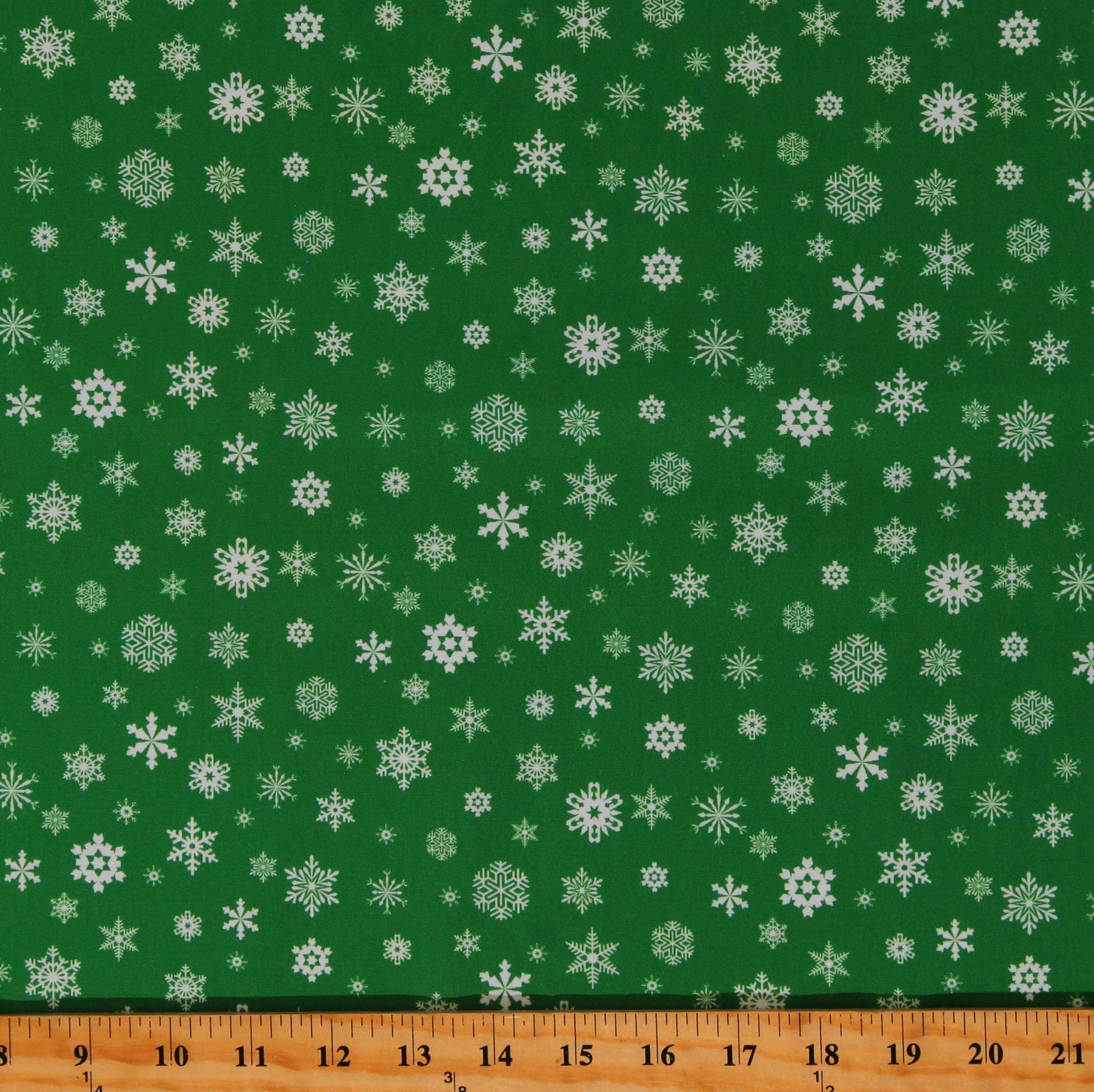 Elizabeth Studios Cotton Santa's List Snowflakes Snow Winter Christmas Seasonal Holiday Green Cotton Fabric Print by The Yard (676GREEN)