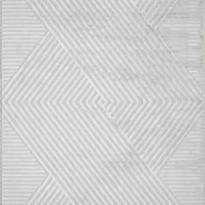 Abani Neutral Grey Area Rug 8' x 10' for Living Room, Bedroom - Criss Cross Line Zen Reiki Pattern - Durable & Easy to Clean