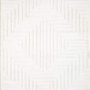 Abani Neutral Cream Area Rug 5' x 8' for Living Room, Bedroom - Tone-on-Tone Geometric Design - Durable & Easy to Clean