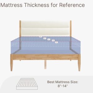 KISLOT Wood Bed Frame with Headboard Upholstered Platform Mattress Foundation,Strong Wooden Slat Support,No Box Spring Needed