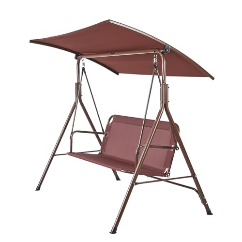 VEVOR 3-Seat Patio Swing Chair, Outdoor Patio Swing with Adjustable Canopy