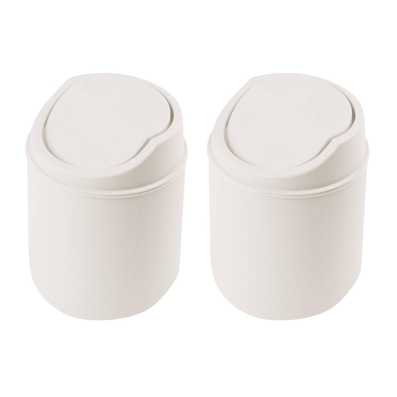 Generic Wastebasket Trash Can - Desktop Mini Plastic Waste Garbage Can with Swing Lid, Stylish Countertop Trash Bin Table Waste Paper Basket Round Small Trash Can for Office Bathroom Bedroom (2Pcs)