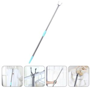 Cabilock Long Reach Stick Pole with Hook Reach Pole Hook Retractable Clothesline Prop Telescopic Handle Clothing Hook Garment Pole Stainless Steel Clothes Rod Laundry Hanging Assist Tool