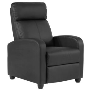 ruesleag recliner chair recliner sofa modern reclining chair w/footrest backrest breathable padded pu leather single sofa home theater seating reclining easy lounge for living room bedroom,black