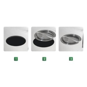 Built-in Countertop Trash Bin Lid Recessed Countertop Trash Can Lid Metal Round Drop in Trash Chute Cover Stainless Steel Trash Grommet Waste Basket Garbage Can Swing Trash Bin Lid (Black)