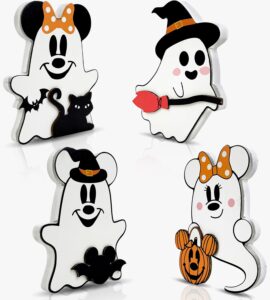 cute ghost halloween decorations ghost halloween table decorations 4pcs halloween spooky white ghost wooden sign pumpkin black cat bat table centerpiece for halloween home decor