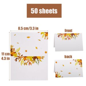 50pcs Fall Place Cards for Table Setting Fall Leaf Tented Foldable Name Table Place Cards for Wedding Thanksgiving Baby Shower Birthday Party (Fall Leaf)