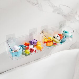 CQUNM Bath Toy Storage Holder for Bathtub, Clear Bath Toy Organizer Large Capacity Bathtub Toy Storage Shower Caddy for Bathroom (2 Large)