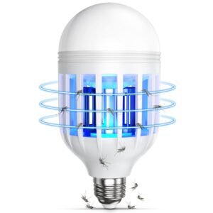 bug zapper light bulb, 2 in 1 mosquitoes killer lamp led electronic insect & fly killer, porch light for entryway, doorway, corridor, balcony and patio (white)