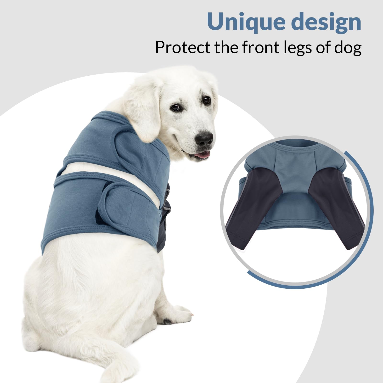 SAWMONG Dog Surgery Recovery Sleeve for Front Legs,Dog Recovery Suit to Stop Licking,Dog Recovery Sleeve for Wounds,Dog Elbow Protector for Leg Injuries,Dog Cone Collar Alternative Blue-2XL