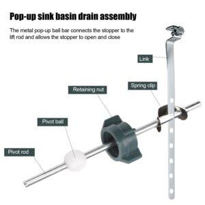 2pcs Sink Drain Parts, Lavatory Pop Up Stopper Assembly with Plug Bathroom Sink Drain Kit Pivot Ball Rod Replacement Compatible with Price Pfister & Popular Band(Grey,Green)