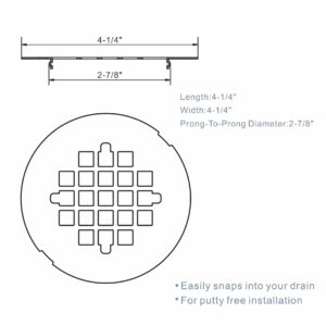 Chrome Plated Snap-in Shower Floor Drain Cover,Hidrop 4-1/4" OD Round Shower Strainer Grid, Easy-to-Install Replacement Cover Stainless Steel…