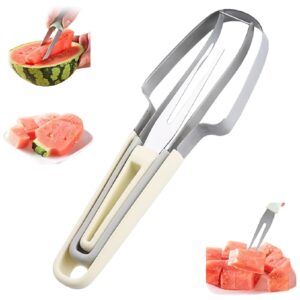 2024 stainless steel watermelon slicer, 3-in-1 watermelon fork slicer cutter watermelon cutter watermelon cutter slicer tool summer watermelon tool pineapple cutter tool set for home