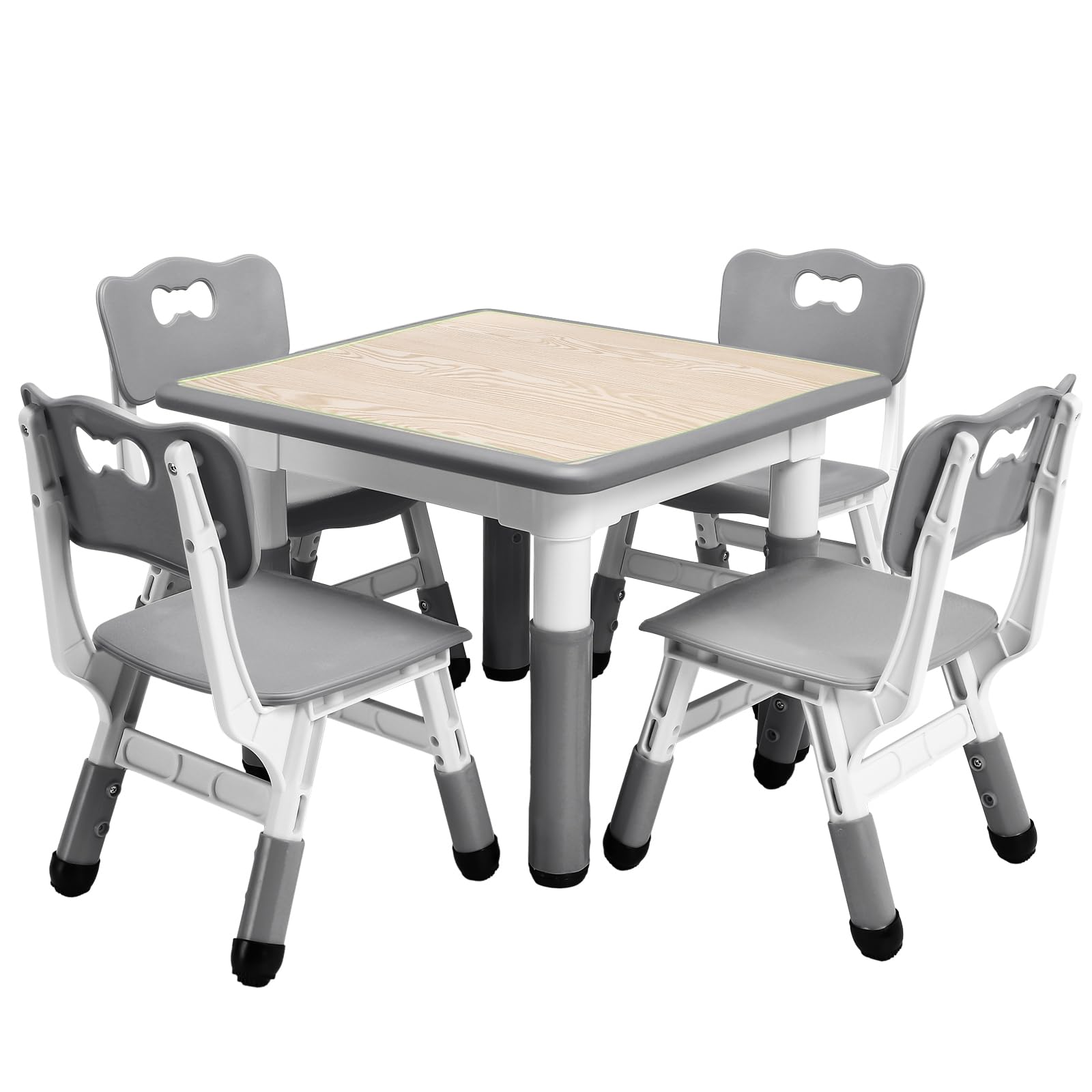 GarveeHome Kids Table and Chairs Set, Height Adjustable Desk for Ages 2-10,Arts & Crafts Table,Graffiti Desktop, Non-Slip Legs, Max 300lbs, Children Multi-Activity Table for Classrooms,Daycares,Home