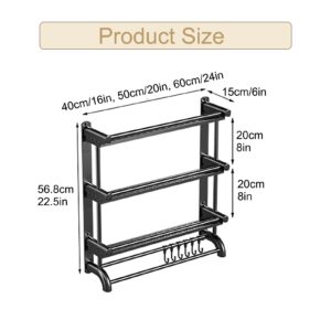 JHDXL Bathroom Countertop Organizer Shelf, 3-Tier Freestanding Multipurpose Storage Shelves, Bathroom Shelves Wall Mounted with Towel Rack, for Bathroom Laundry Kitchen Office(50CM/20IN)