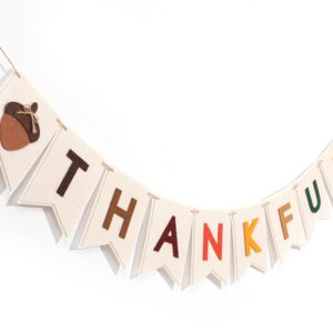 Thankful Felt Banner - Autumn Holiday Party Decorations, Fall Wall Fireplace Hanging Banner, Thankful Garland Photo Props, Fall Thankful Home Decorations (Thankful Felt Banner)