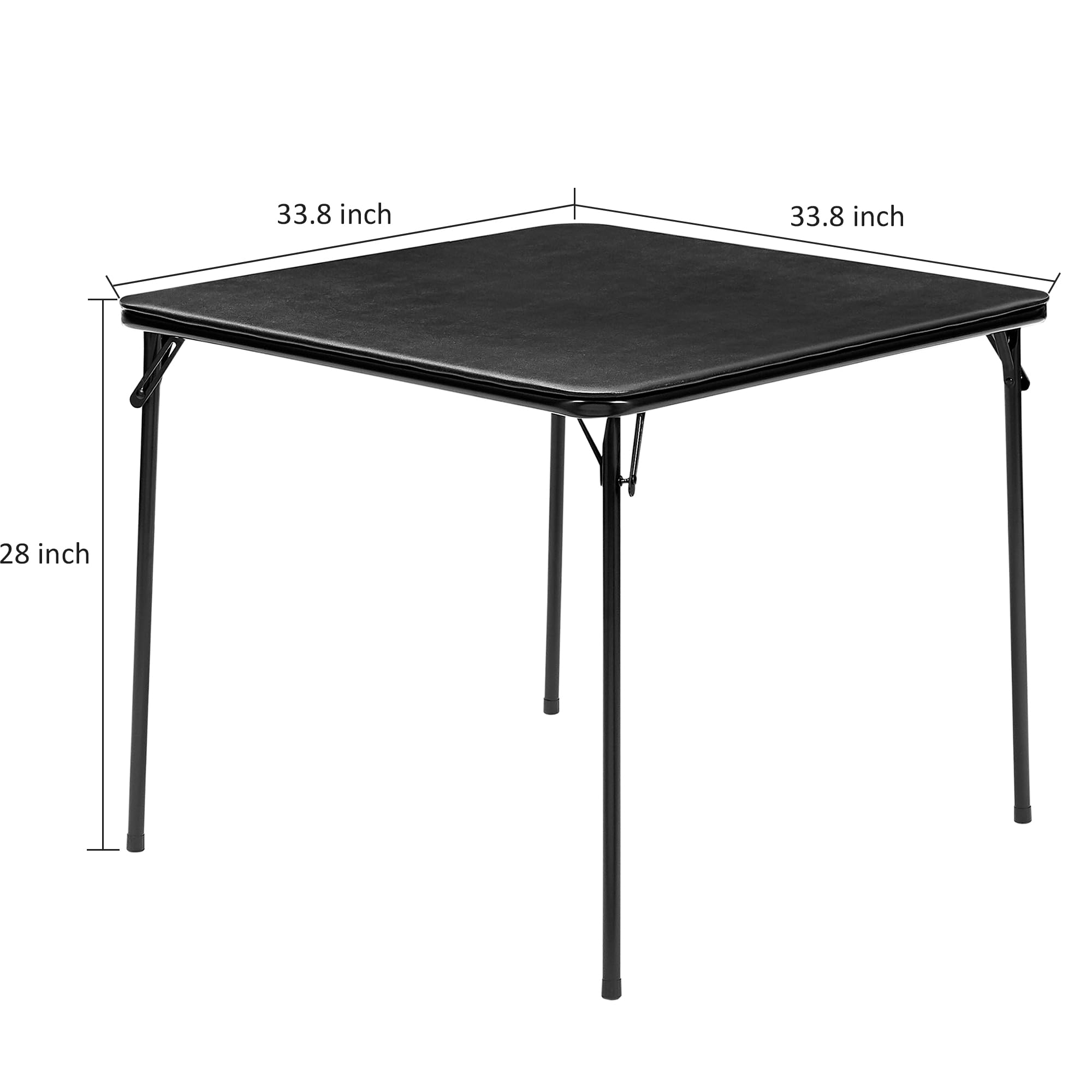 VECELO 34'' Folding Table with Black PU Padded Tabletop, Portable Multifunctional for Indoor/Outdoor, Home, Parties, Picnics, and Games, 1 Piece