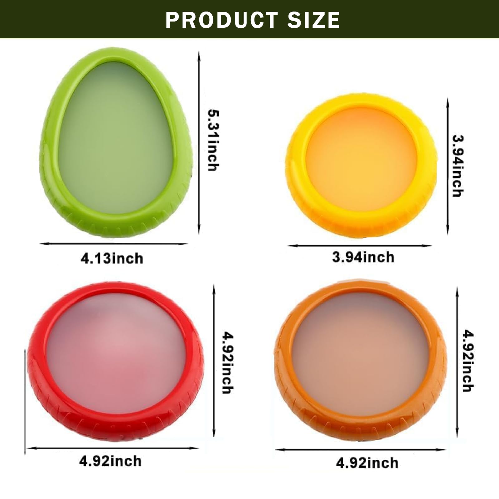 Avocado Saver and Onion Storage, Set of 4 Reusable Storage Containers for Fridge, Keeps Avocados Fresh Ideal for Garlic, Onions, Lemons and Potatoes (Red Yellow Green Brown)