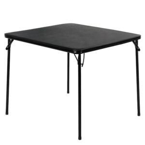 vecelo 34'' folding table with black pu padded tabletop, portable multifunctional for indoor/outdoor, home, parties, picnics, and games, 1 piece