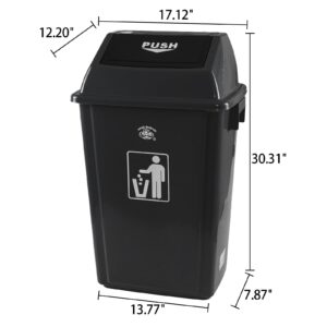 Knifefish 4 Pack Large Trash Can with Swing Lid, 15 Gallon Plastic Garbage Bins for Commercial Use, Grey