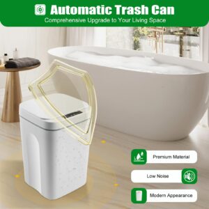 EurHomePlus 4.23 Gal Automatic Trash Can, Touchless Trash Can with Motion Sensor, Electric White Garbage Bin with LED Lighting, for Bedroom, Bathroom, Kitchen