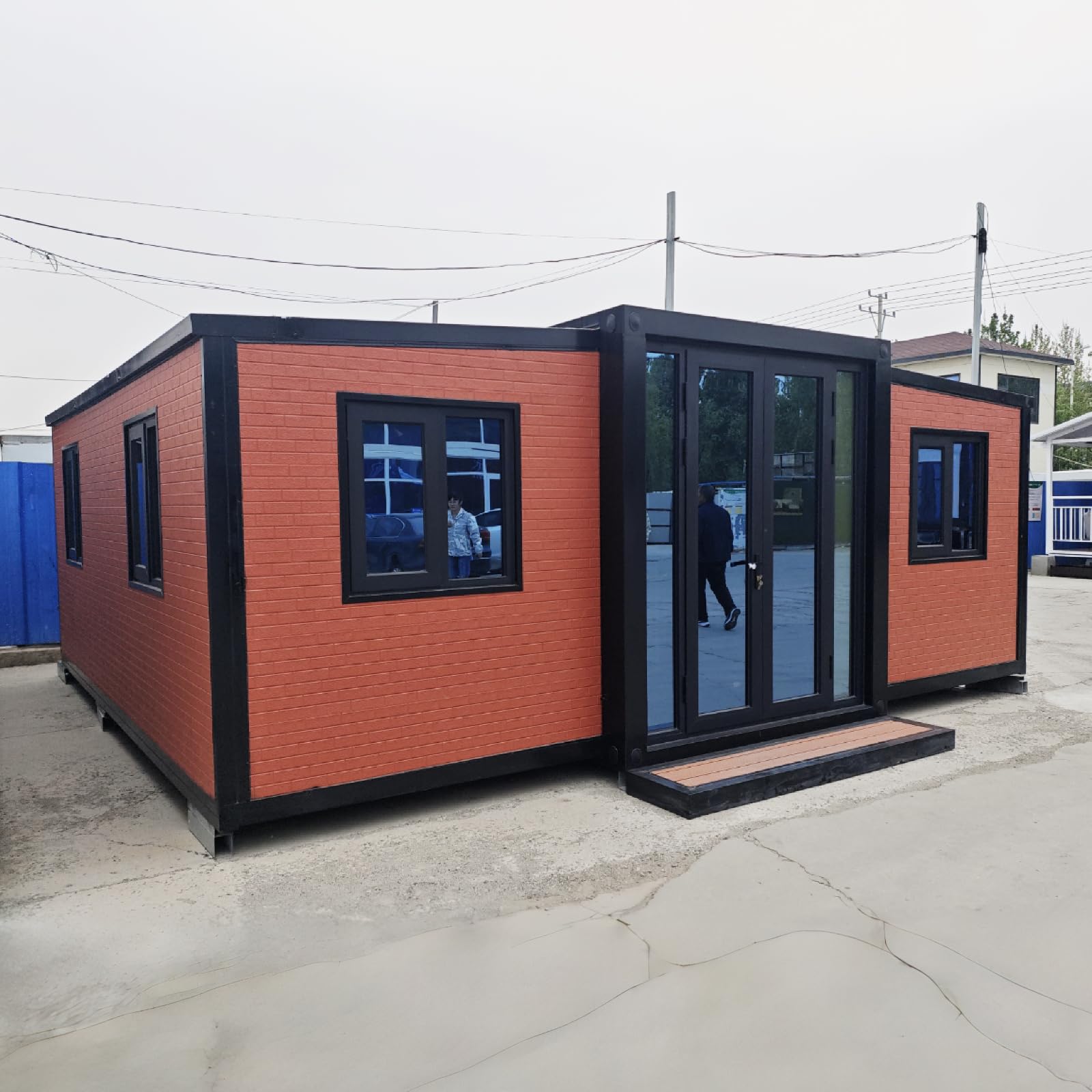 Feekercn 19x20ft Prefabricated Tiny Home,Expandable MobilePrefab House with Bathroom for Adults to Live,Portable Container Home for Hotel,Booth,Office,Guard House,Shop,Villa,Warehouse,Workshop