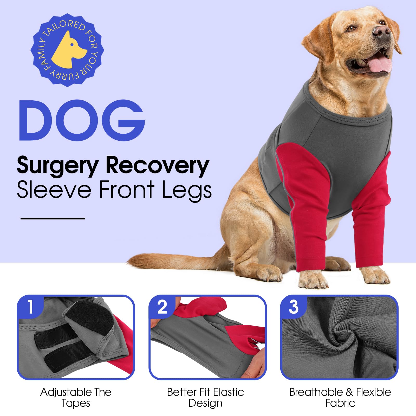 ASENKU Professional Recovery Suit for Dogs, Soft Breathable Front Legs Recovery Sleeve to Stop Licking, Female & Male Dog Leg & Elbow Protector for Wounds, Adjustable Dog Cone E-Collar Alternative