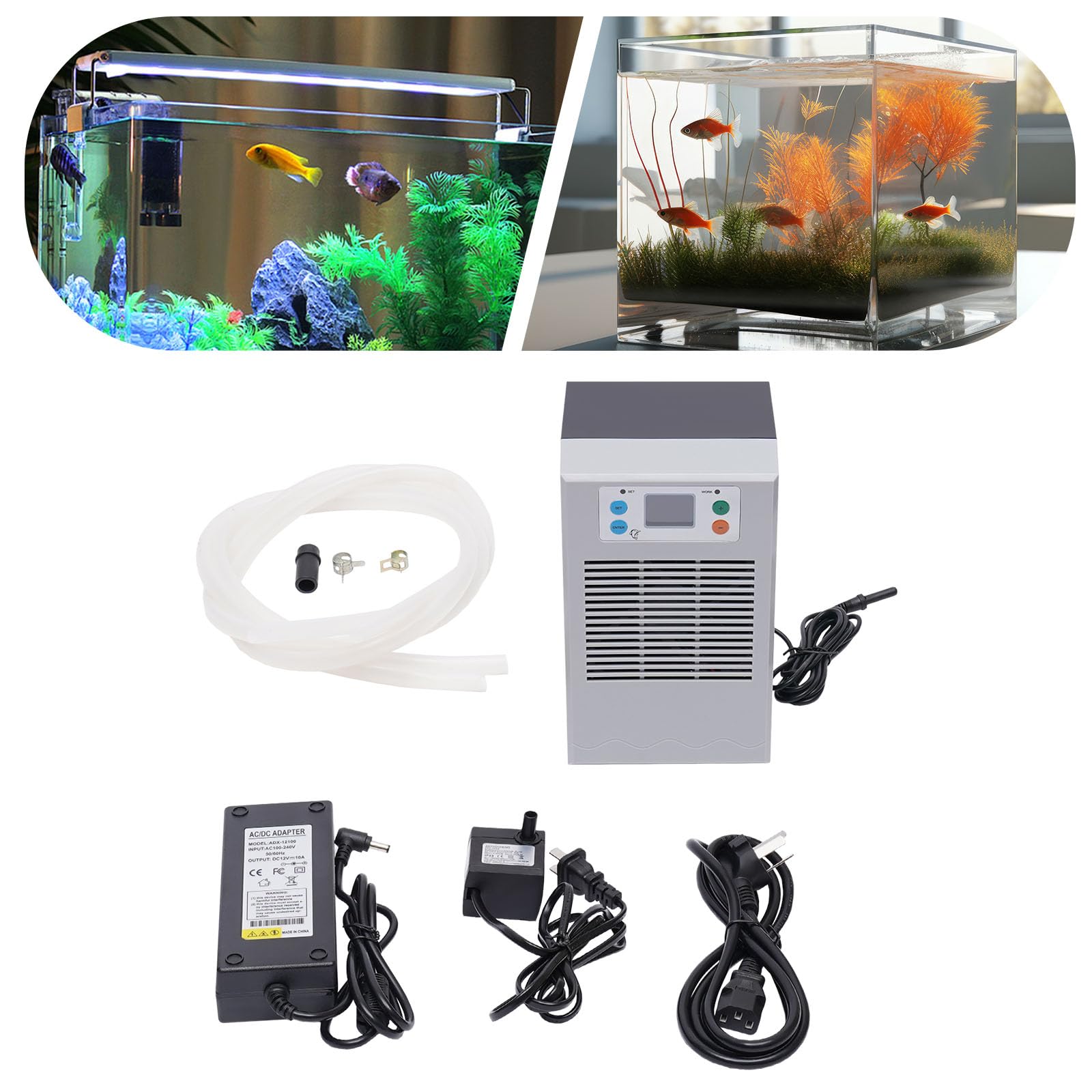 8Gal Aquarium Chiller Water Chiller Fish Tank Water Cooler, 100W, 3L/Min, Low Noise, Small Hydroponic Cooling System w/LED Digital Temperature Display