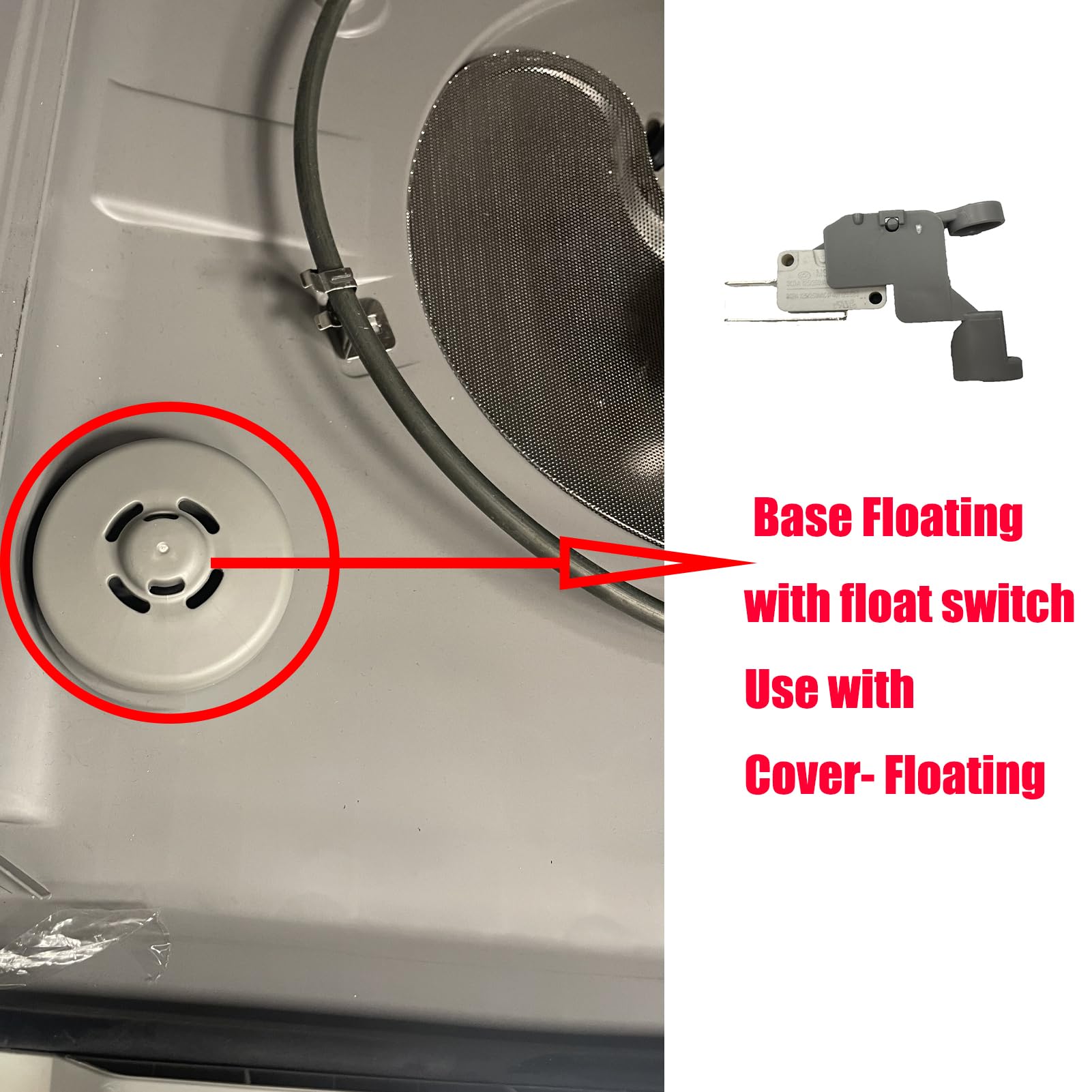 D.I.Accessa DD81-02238A Base Floating with float switch DD81-02239A Compatiable for Samsung Dishwasher DW80R2031 Series (Match For DD81-02243A Cover- Floating）