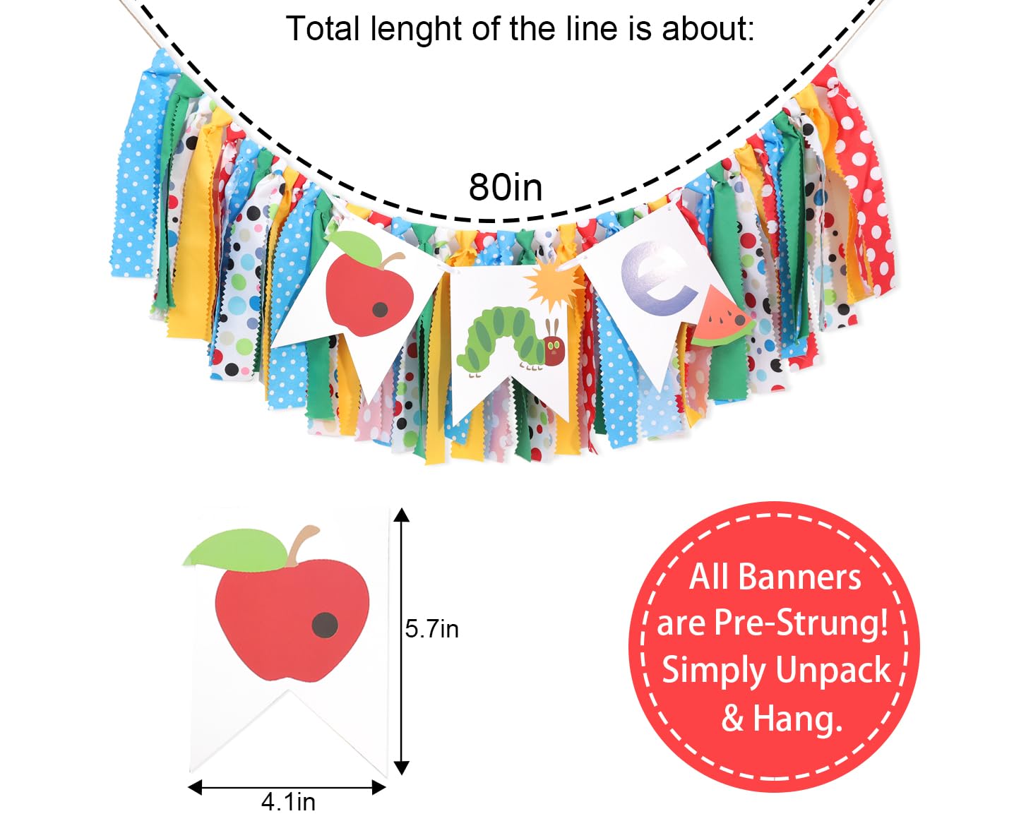 Caterpillar High Chair Banner,Very Hungry Caterpillar 1st Birthday High Chair Banner,Caterpillar Highchair Banner Photo Backdrop,Fruit Boy Girl First Birthday,Baby 1st Birthday Party Decorations