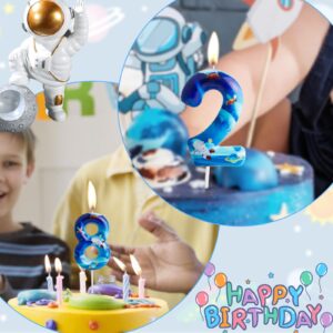 Cxryrzhe Birthday Candles Number 3 Blue Space Astronaut 3rd Birthday Party for Baby Girl Boy Birthday Cake Topper Graduation Celebration Anniversary Wedding Space Party Decorations