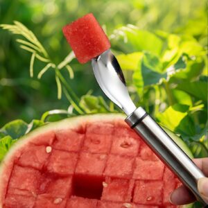 Watermelon Cutter Slicer, 2-in-1 Stainless Steel Fruit Cutter Watermelon Cutter Slicer Tool Watermelon Tool Pineapple Cutter Tool Watermelon Popsicle Cutter Summer Fruit Cutting Fork