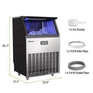 Commercial Ice Maker Machine 400 lbs /24 h, 330 lbs Storage Bin, Industrial Ice Machine, Automatic Cleaning, Stainless Steel Ice Maker for Bar, Cafe, Restaurant