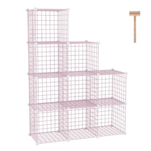 c&ahome wire cube storage, 9 - cube organizer metal c grids, modular shelves units, closet organizer, ideal for home, office, living room, 36.6”l x 12.4”w x 48.4”h, pink uwcs3009p