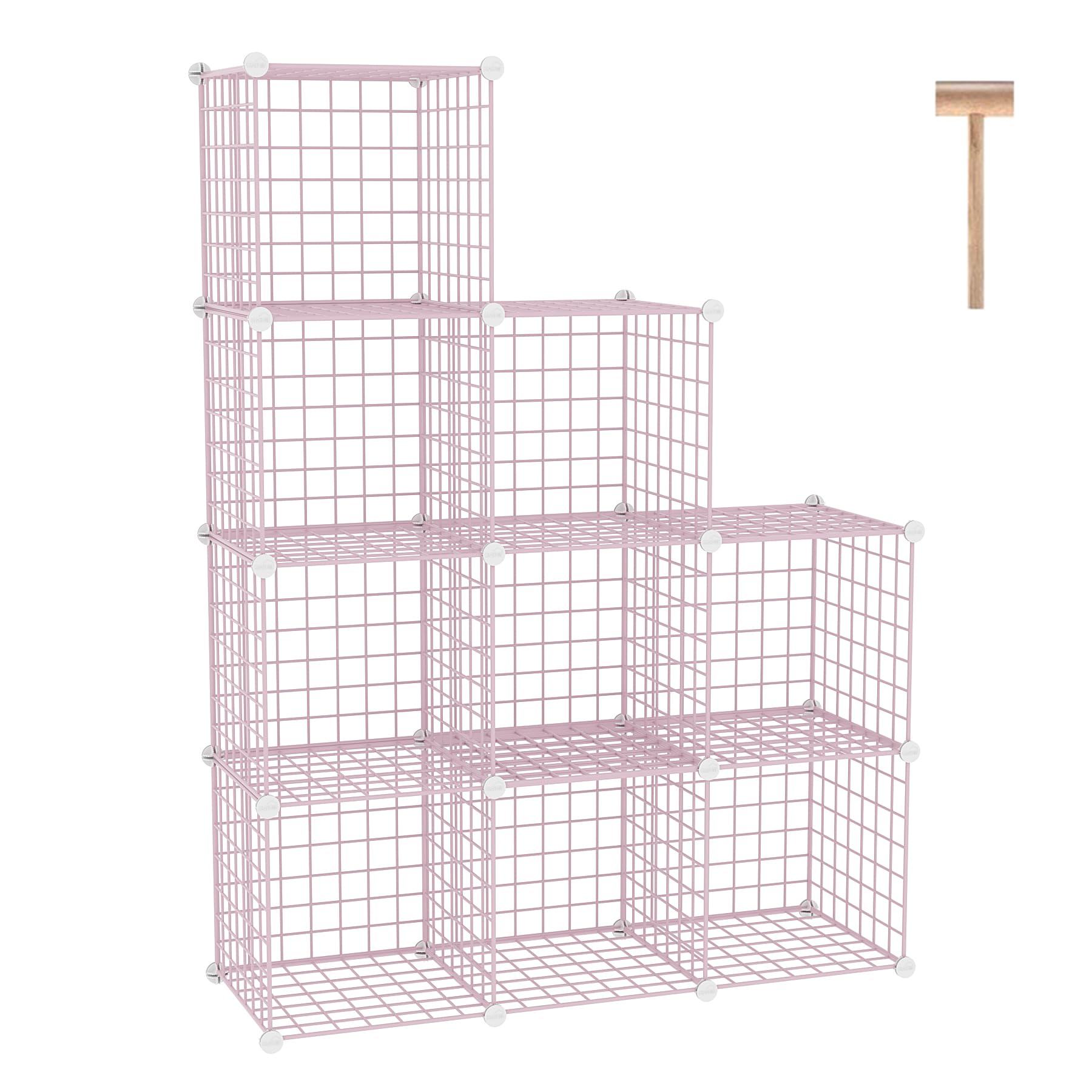 C&AHOME Wire Cube Storage, 9 - Cube Organizer Metal C Grids, Modular Shelves Units, Closet Organizer, Ideal for Home, Office, Living Room, 36.6”L x 12.4”W x 48.4”H, Pink UWCS3009P