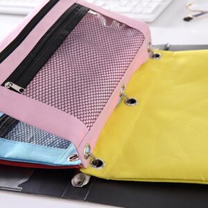 Zipper Pencil Pouches Case Binder Cosmetic Bag, Pencil Case Oxford Cloth Double-Layer Grids Zipper Large Capacity,Pencil Pouch 3 Ring,Pencil Pouch for 3 Ring Binder Pen Case with Zipper. (Black)