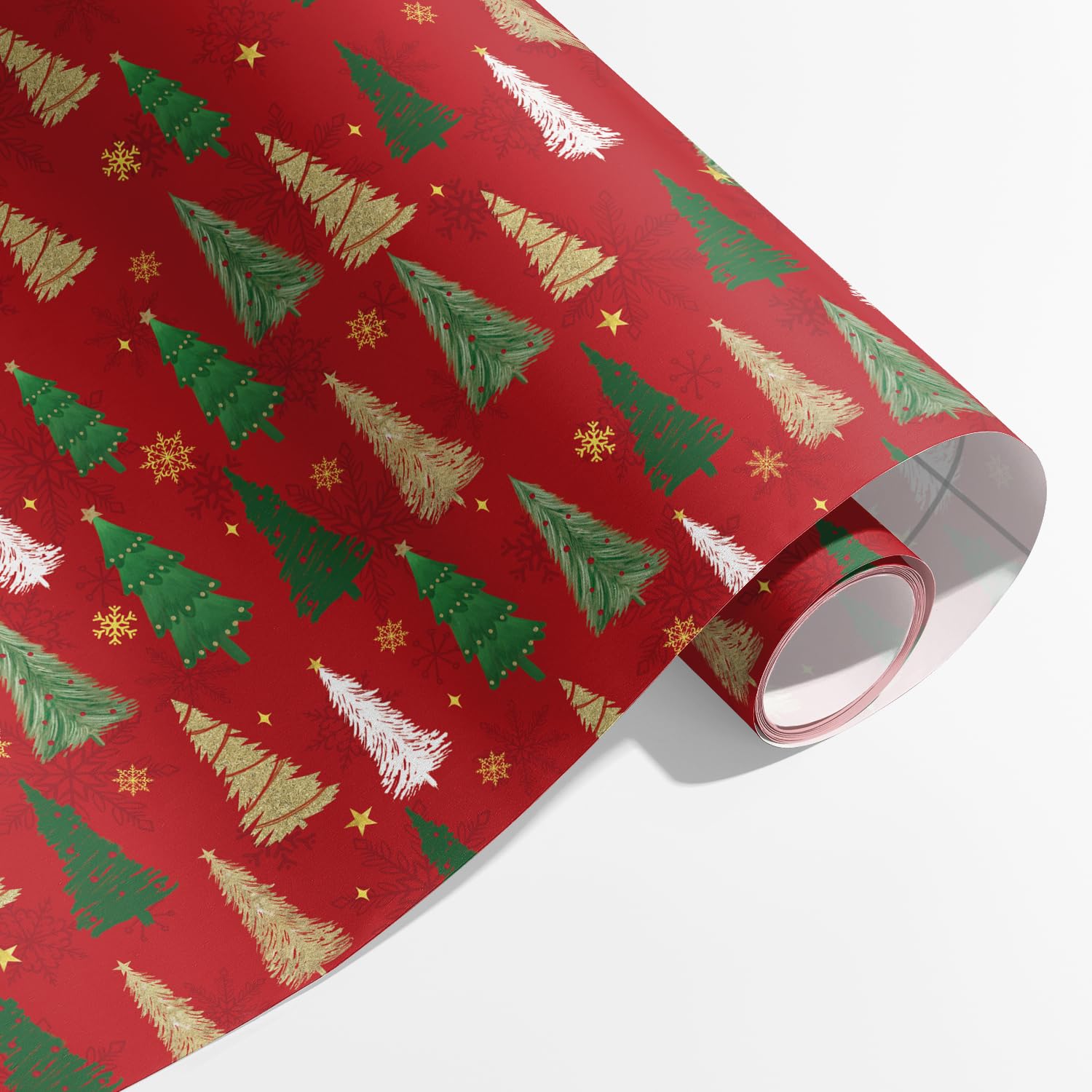 Horaldaily 19.7 x 27.5 Inch Christmas Wrapping Paper(12 Sheets: 42.5 sq. ft. ttl.), Red Christmas Trees Ball Ornaments Snowman Snow Disposable Wrapping Paper for Party DIY Crafts Gift Decor