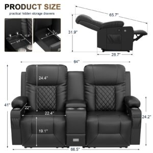 YONISEE Living Room Furniture Set, Loveseat Recliner and 2PC Massage Recliner Chair, Luxury Reclining Sofa 3PC Set for Living Room (2+1+1)