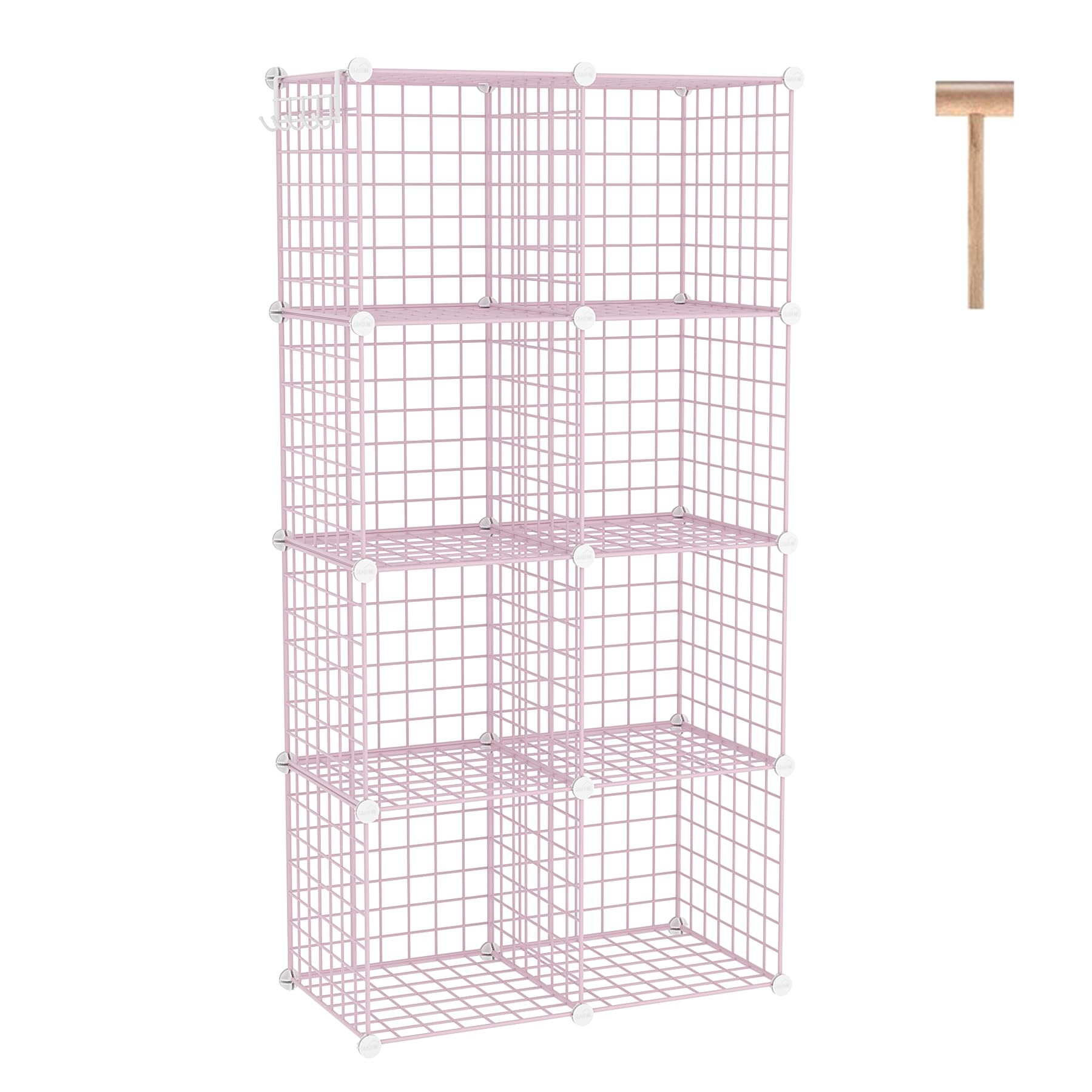 C&AHOME Wire Cube Storage, 8 - Cube Organizer Metal C Grids, Modular Shelves Units, Closet Organizer, Ideal for Home, Office, Living Room, 24.8" L x 12.4" W x 48.4" H, Pink UWCS3008P