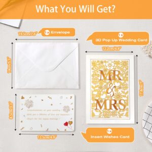 Pyoimmne Wedding Card, 3D Pop Up Wedding Cards for Bride and Groom, Funny Wedding Gift Card with Envelope and Message Card