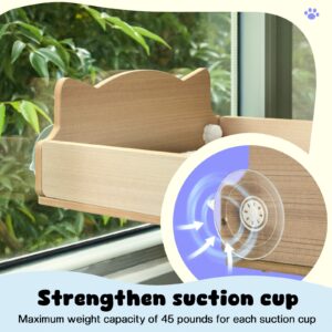 Cat Window Perch with Scratching Post, Cat Hammock for Window with 2 Suction Cups, Sisal Tall Cat Scratching Post with Large Perch, Cat Window Bed with Fuffy Cushion, Jute