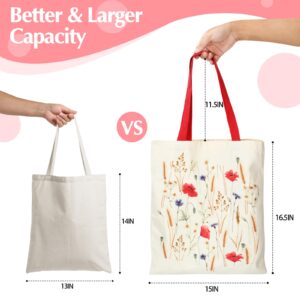 HAWHUV Aesthetic Cotton Tote Bag for Women, Large Capacity Canvas Cute Sturdy Lady Shoulder Bag with Inner Pocket