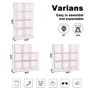 C&AHOME Wire Cube Storage, 8 - Cube Organizer Metal C Grids, Modular Shelves Units, Closet Organizer, Ideal for Home, Office, Living Room, 24.8" L x 12.4" W x 48.4" H, Pink UWCS3008P