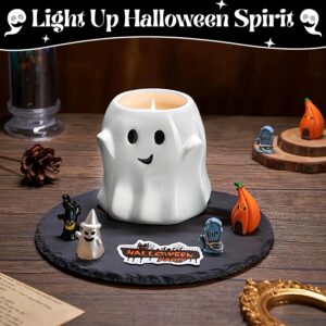 13OZ Halloween Ghost Candle Boo Basket Stuffers for Women Men, Large Pumpkin Spice Scented Candle Up to 60 Hours Halloween Decorations Indoor