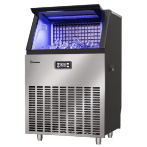 commercial ice maker machine 400 lbs /24 h, 330 lbs storage bin, industrial ice machine, automatic cleaning, stainless steel ice maker for bar, cafe, restaurant